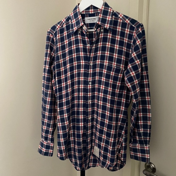 THOM BROWNE Button Down Plaid Shirt - Picture 1 of 4